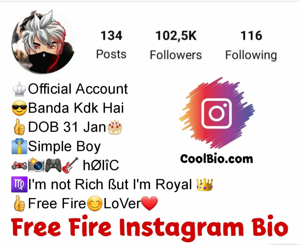 Free Fire Instagram Bio