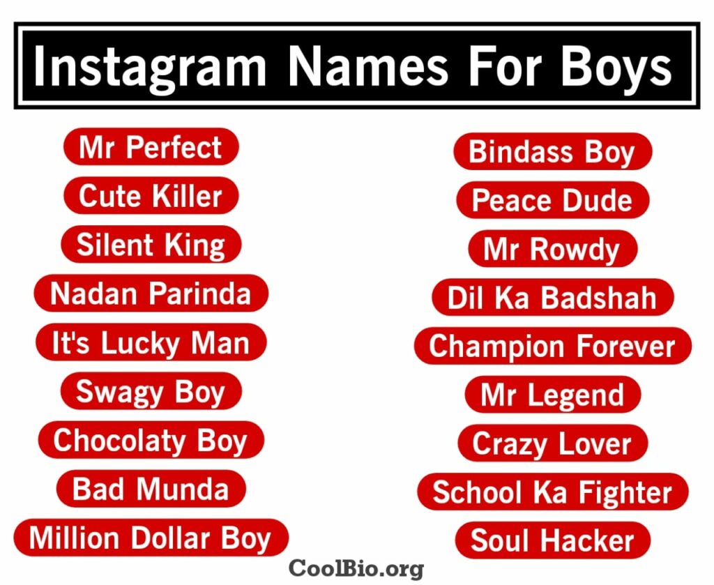 Instagram Names For Boys