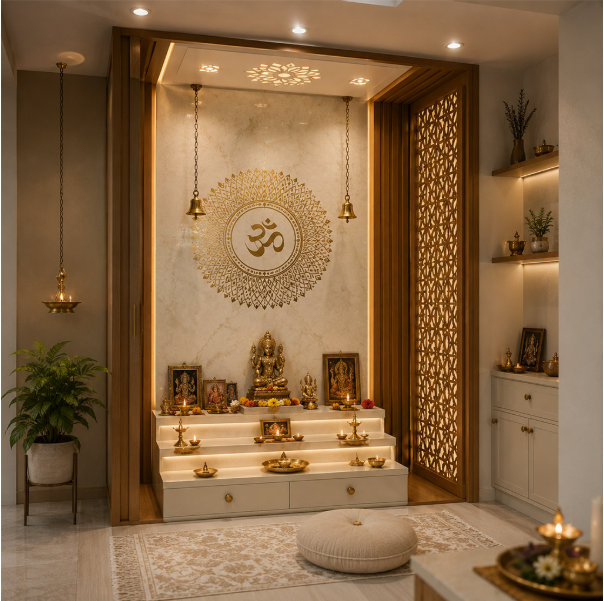Latest Sacred Space Design Ideas to Create a Peaceful Puja Zone in Flats